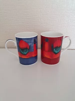 Buy Poole Pottery Living Glaze Volcano Blue And Red Mugs • 29.99£