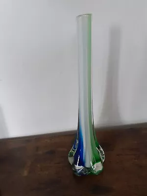 Buy 1960s Retro  Tri Coloured  Glass Bud Vase • 8£