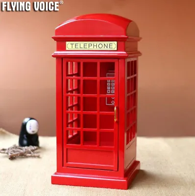 Buy Wood Telephone Booth Music Box Wind Up 50 Tune Option Xmas Birthday Gift Present • 47.99£
