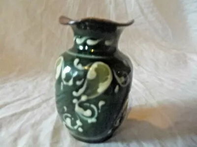 Buy Antique Aller Vale Devon Art Pottery Small Vase Green & Brown  C1890 • 29.95£