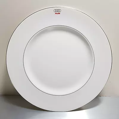 Buy 6x Wedgwood Bone China 27cm Dinner Plates With Audi Logo / White & Silver - New • 59.99£