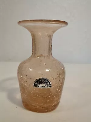 Buy 4-In Pink Crackle Glass Vase Rainbow Handmade • 11.52£
