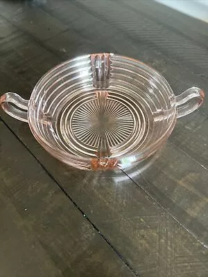 Buy Anchor Hocking Pink Manhattan Depression Glass Double Handle Art Deco Bowl  • 14.38£
