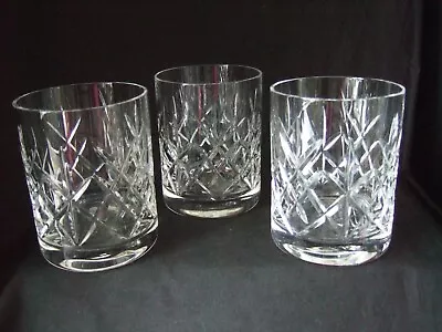 Buy 3 X Vintage Heavy Cut Glass Whisky Spirits Rocks  Glasses • 8.99£