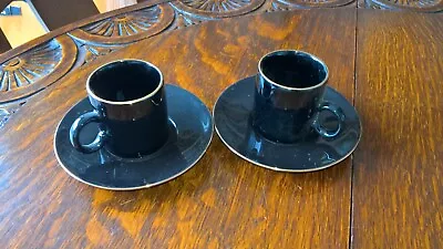 Buy Nescafe Hornsea Pottery 2x Black & Gold Espresso Cup & Saucer Set • 5£