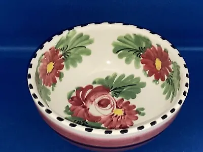 Buy VINTAGE 1980s ITALIAN TUSCAN SMALL DECORATIVE HAND PAINTED BOWL RED FLOWERS • 5.99£