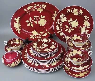Buy Wedgwood Dinner Service Set  Ruby Tonquin . Plates Cups. Red Bone China. Vintage • 349.99£