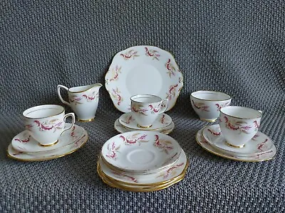Buy Vintage Duchess Bone China Red And Gold Leaf Pattern Tea Set. • 20£