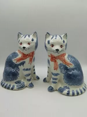 Buy Pair Of Vintage Rye Pottery Cats Kittens • 24£