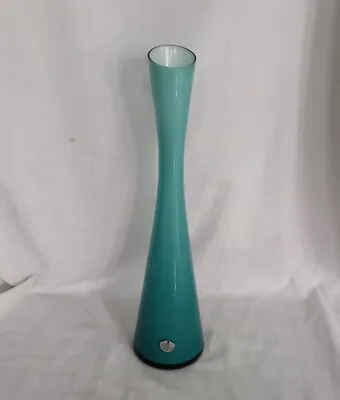 Buy Vintage Mid Century Scandinavian Holmegaard Blue Glass Bud Vase 14  With Label • 74.99£
