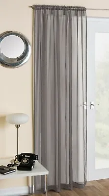 Buy Crystal Plain Polyester Voile Net Curtain Panel Slot Top, 12 Cols & 4 Sizes • 8.95£