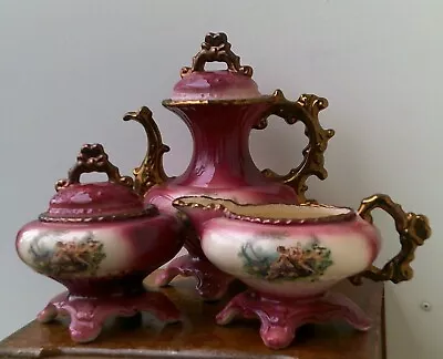 Buy Vintage (1990's) K.L.M. Ltd 'Mauve & Cream.....With Romanticist Design' Tea Pot, • 59.99£
