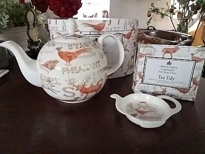 Buy Crown Trent Gamekeeper Fine Bone China Teapot With Tea Tidy • 22£
