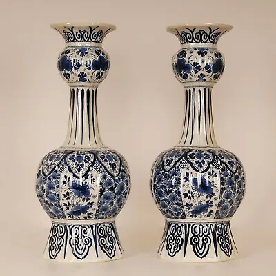 Buy Royal Delft Vase Delftware Baroque Chinoiserie Baluster Vases Blue White A Pair • 2,094.28£