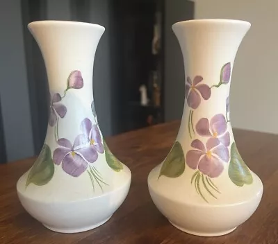 Buy Pair Of Vintage E Radford Pottery England 5 5/8  Vases Hand Painted Violets VGC • 20£