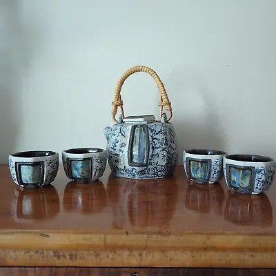 Buy Vintage Tenmoku Pottery Handmade Malaysia Handcraft Tea Sake Saki Set • 22.50£
