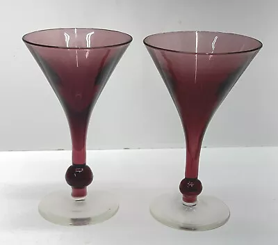 Buy Amethyst Purple Elegant Glass Depression Glass Ball Stem  Cordial Glasses 2 • 48.25£