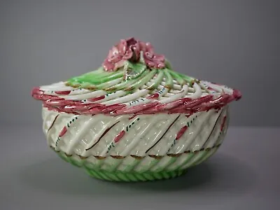 Buy Vintage Lattice Weave Ceramic Basket Style Lidded Dish, Lattice Work, Foreign • 14.99£