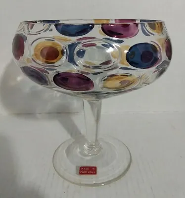 Buy Czech Or Portugal Crystal/ Glass Optic Coin Dot 7  Tall 5.5  Dia Stemmed Compote • 27.99£