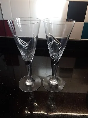 Buy 2 X Dartington FT115 Sharon Cut Glass WIne Glass/Crystal Glasses 22cm Tall • 10£