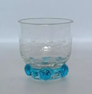 Buy Vtg Blenko Glass Crackle Cocktail Rosettes Sky Blue C 445 CT MCM Barware Glass • 30.83£