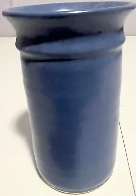 Buy Artist Signed Pottery Cylinder Vase Pot Blue Stoneware • 25.17£