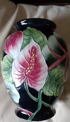 Buy Tube Lined Porcelain Vase Floral Decoration In The Style Of Moorcroft • 25£