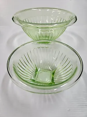 Buy 2 Nesting Mixing Bowls Green Depression Glass - Vintage Green Glass Bowls • 47.80£