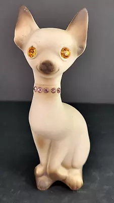 Buy Vintage Roselane California USA Chihuahua Dog Figurine Rhinestone Eyes Collar • 18.89£