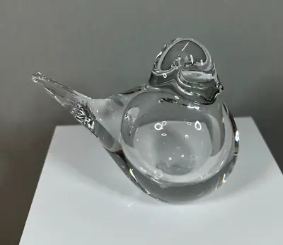 Buy Vintage Art Glass Chickadee Clear Glass Figurine - Paperweight • 23.15£