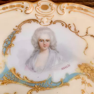 Buy Antique Sevres Style Porcelain Portrait Plate Signed Maglin - Ovington Bros. CP • 83.49£