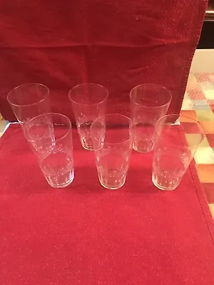 Buy 6 Vintage Cut Crystal Highball Tumbler Drinking Glasses 6 1/4” Tall Pint Size • 56£