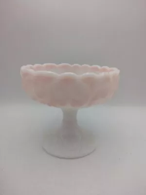 Buy Fenton Candy Bowl Pedestal Compote Rosalene Waterlily Pink Milk Glass • 29.72£