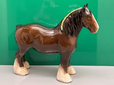 Buy Beswick Horse Figure, Clydesdale Vintage Brown Shire With Yellow Braid ￼ • 24.99£