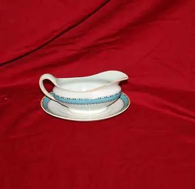 Buy Myott And Sons China Gravy Boat With Underplate   1418 Blue • 13.93£
