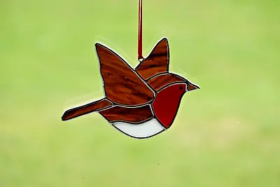 Buy Stained Glass Bird Suncatcher/Window Hanger Flying Robin Ornament Gift/Ornament • 26£