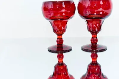 Buy 1930s Fenton Georgian Ruby Red Aqua Caliente Champagne Glasses Set Of Two 5.5 H • 41.73£