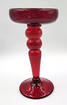 Buy Rudy Red Glass Single Pillar CandleStick Holder 9  Tall Unmarked • 36.50£