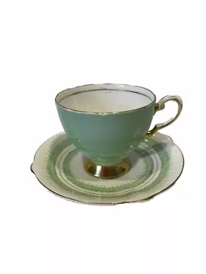 Buy Vintage Cup & Saucer Green, White & Gold. Cup Tuscan, Saucer Unbranded • 7.90£