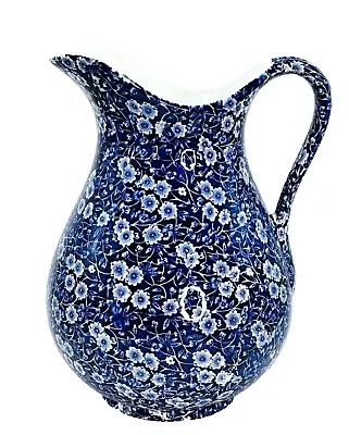 Buy Crownford China Calico Pitcher Blue And White 11 1/4 In  Staffordshire England • 95.09£