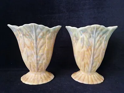 Buy Pair Of Beautiful Vintage Beswick Ware Apricot Scalloped Vases 884-3 C.1954 • 45£