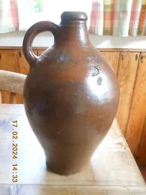 Buy Antique Salt Glazed Stoneware Flagon Circa 1700 Bartman / Bellarmine • 95£