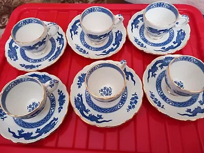 Buy Royal Cauldon England Blue Dragon Pattern 6 Piece Coffee Cups & Saucers-gilt Rim • 24.99£
