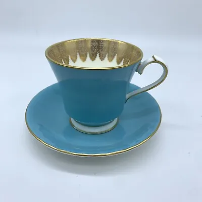 Buy Vintage Aynsley Blue Turquoise And Gold Corset Teacup And Saucer • 28.30£