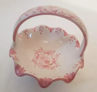 Buy Vestal Portugal Pink Floral Wavy Basket Dish Hand Painted, 456 • 6£