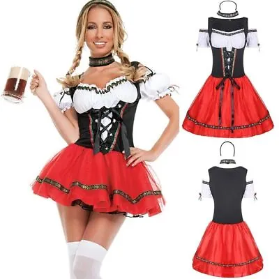 Buy Women Oktoberfest Costume German Bavarian Dirndl Beer Maid Party Dress Carnival • 13.98£