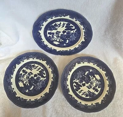 Buy 3 Pc Royal Traditions Blue Willow 8  Fine Stoneware Plates England Set • 28.39£