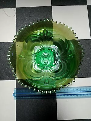 Buy Carnival Glass Bowl Scroll Embossed Amethyst In Green Unusual • 9.99£