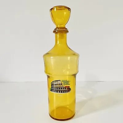 Buy Vintage Glass Decanter With Stopper Rome Souvenir Kitsch Bar Amber Retro 60s 70s • 16.95£