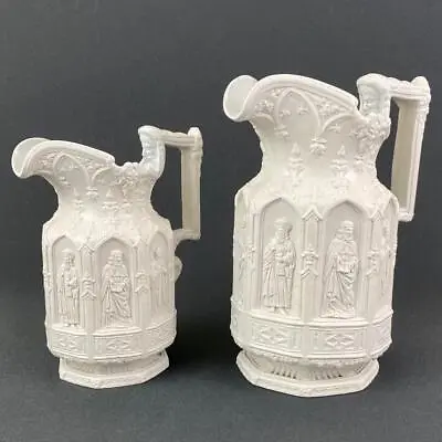 Buy C1842 Gothic Antique Set Of 2 Original Charles Meigh Apostle Pitcher 19thc Jugs • 95£